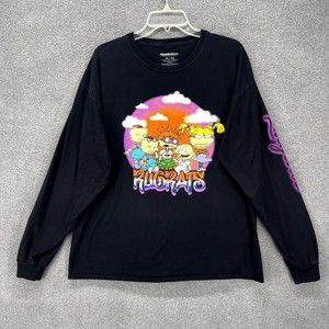 Rugrats Graphic T-shirt Adult XL Black Long Sleeves